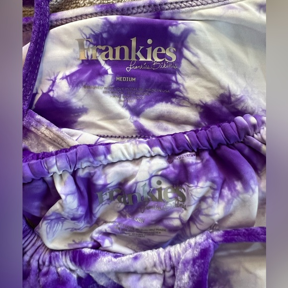 Frankie’s bikinis SET crushed velvet purple top medium bottoms large - Picture 7 of 7